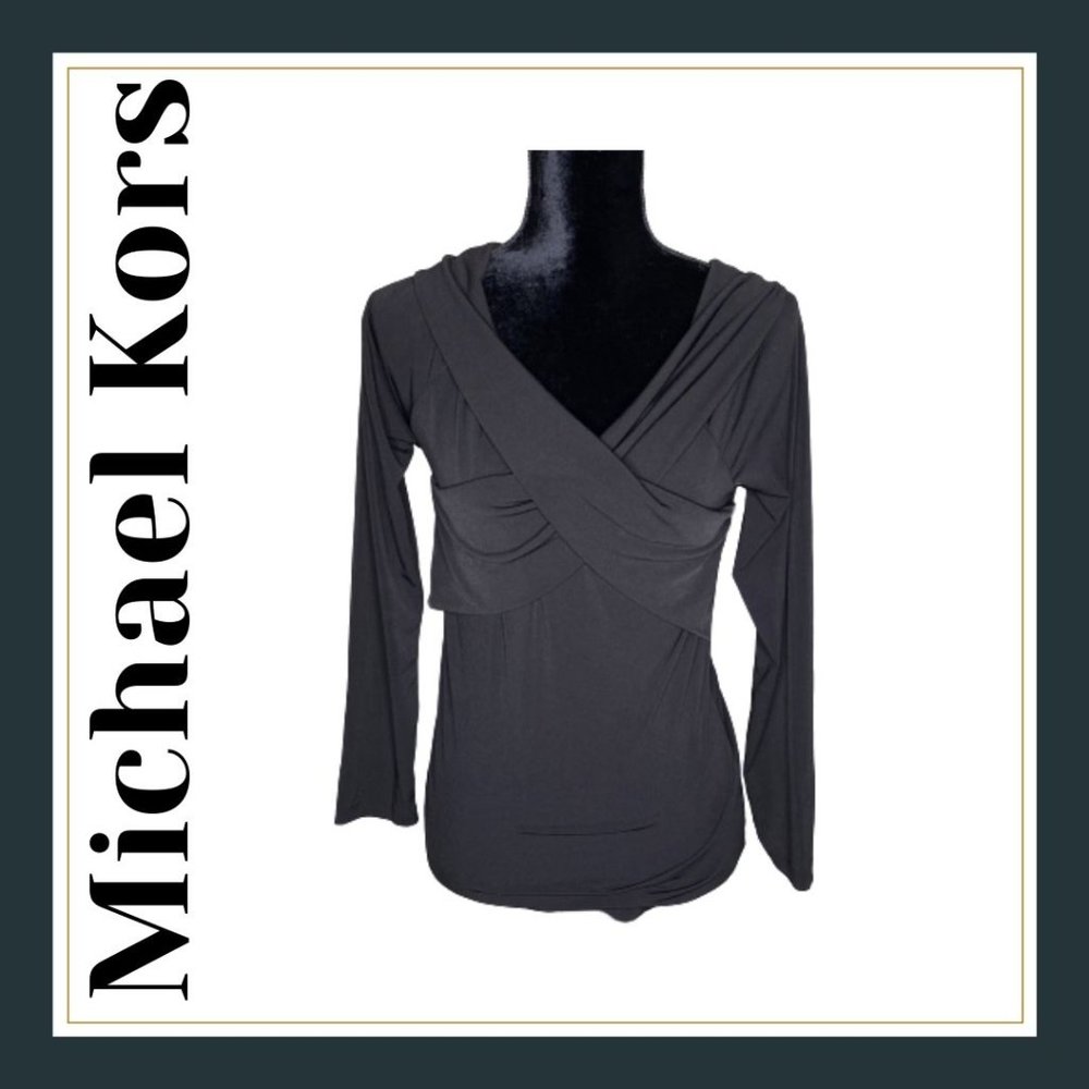 Michael Kors Black Criss-Cross Blouse Size M